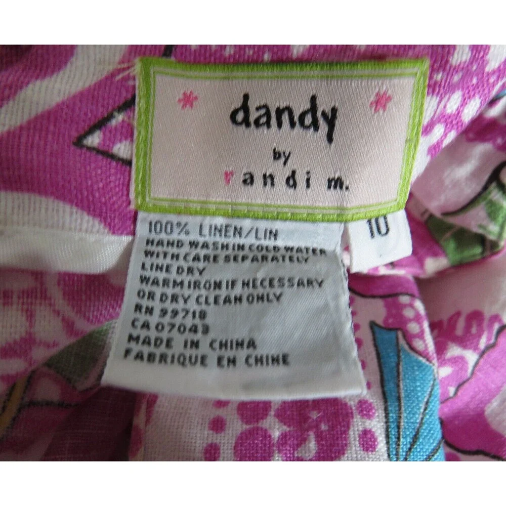 Dandy By Randi M. Linen Retro Floral Hawaiian Vacation Print Mini Skirt Size 10